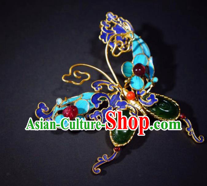 China Handmade Cloisonne Butterfly Brooch Accessories Traditional Qing Dynasty Jadeite Breastpin Jewelry China Handmade Cloisonne Butterfly Brooch Accessories Traditional Qing Dynasty Jadeite Breastpin Jewelry