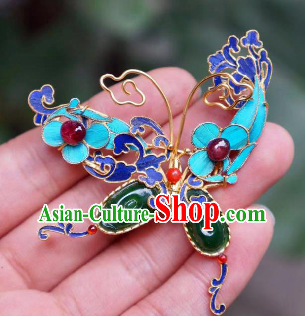 China Handmade Cloisonne Butterfly Brooch Accessories Traditional Qing Dynasty Jadeite Breastpin Jewelry China Handmade Cloisonne Butterfly Brooch Accessories Traditional Qing Dynasty Jadeite Breastpin Jewelry