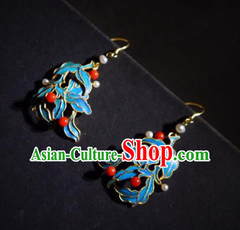 Chinese Handmade Jewelry Ancient Qing Dynasty Court Ear Accessories Traditional Cloisonne Earrings Chinese Handmade Jewelry Ancient Qing Dynasty Court Ear Accessories Traditional Cloisonne Earrings
