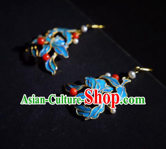 Chinese Handmade Jewelry Ancient Qing Dynasty Court Ear Accessories Traditional Cloisonne Earrings Chinese Handmade Jewelry Ancient Qing Dynasty Court Ear Accessories Traditional Cloisonne Earrings