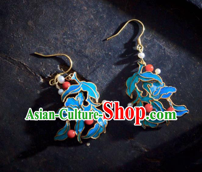 Chinese Handmade Jewelry Ancient Qing Dynasty Court Ear Accessories Traditional Cloisonne Earrings Chinese Handmade Jewelry Ancient Qing Dynasty Court Ear Accessories Traditional Cloisonne Earrings