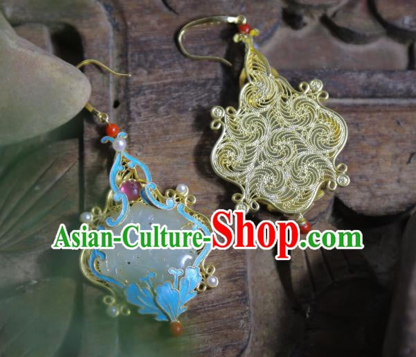 Chinese Traditional Jewelry Qing Dynasty Jade Earrings Ancient Empress Tourmaline Ear Accessories Chinese Traditional Jewelry Qing Dynasty Jade Earrings Ancient Empress Tourmaline Ear Accessories
