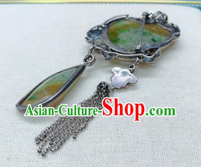 Handmade Chinese Silver Tassel Necklace Accessories National Jadeite Gourd Necklet Pendant Handmade Chinese Silver Tassel Necklace Accessories National Jadeite Gourd Necklet Pendant