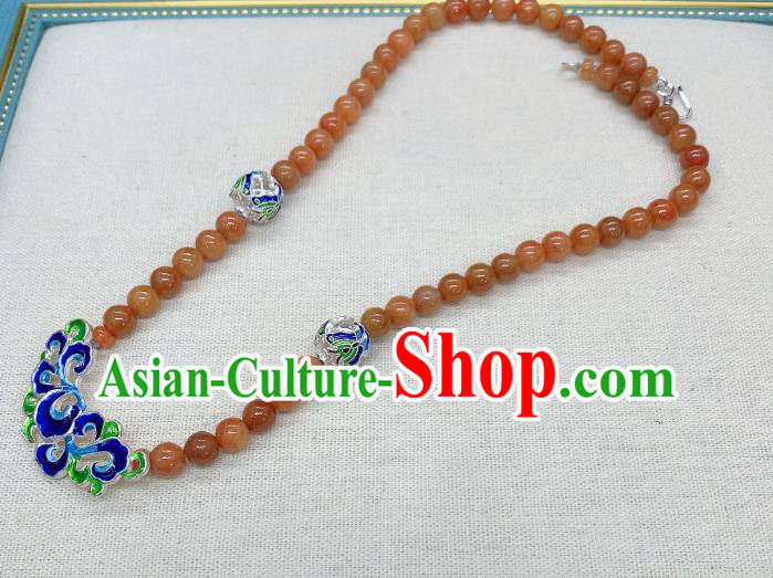 Handmade Chinese Agate Beads Necklace Accessories National Blueing Silver Necklet Pendant Handmade Chinese Agate Beads Necklace Accessories National Blueing Silver Necklet Pendant