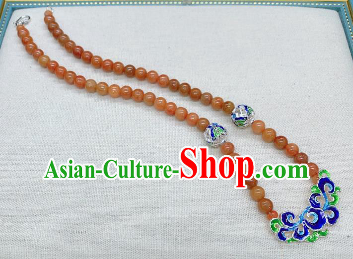 Handmade Chinese Agate Beads Necklace Accessories National Blueing Silver Necklet Pendant Handmade Chinese Agate Beads Necklace Accessories National Blueing Silver Necklet Pendant
