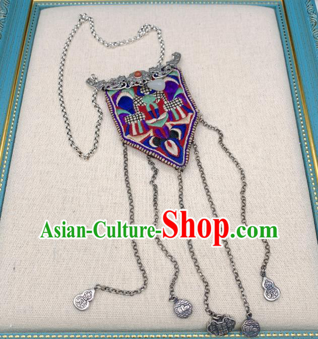 Handmade Chinese Embroidered Necklace Accessories National Silver Tassel Necklet Pendant Handmade Chinese Embroidered Necklace Accessories National Silver Tassel Necklet Pendant