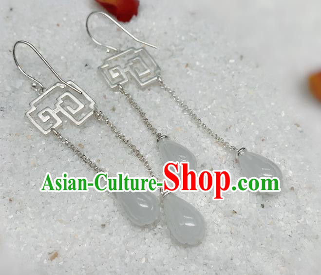 Handmade Chinese Mangnolia Tassel Necklace Accessories National Jade Fan Necklet Pendant Handmade Chinese Mangnolia Tassel Necklace Accessories National Jade Fan Necklet Pendant