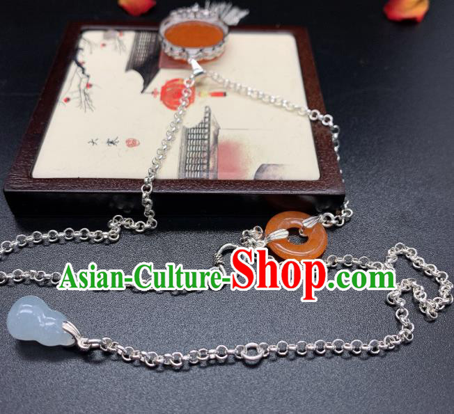 Handmade Chinese Silver Necklace Accessories National Agate Necklet Pendant Handmade Chinese Silver Necklace Accessories National Agate Necklet Pendant