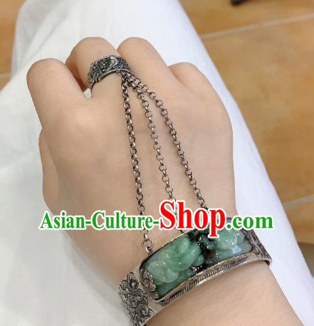 Handmade Chinese Silver Carving Bangle Accessories National Jadeite Bracelet Handmade Chinese Silver Carving Bangle Accessories National Jadeite Bracelet