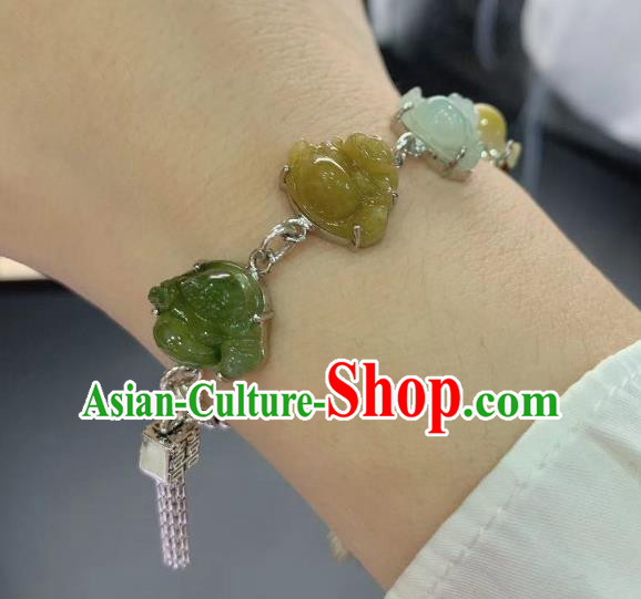 Handmade Chinese Jadeite Buddha Wristlet Accessories National Silver Bracelet Handmade Chinese Jadeite Buddha Wristlet Accessories National Silver Bracelet