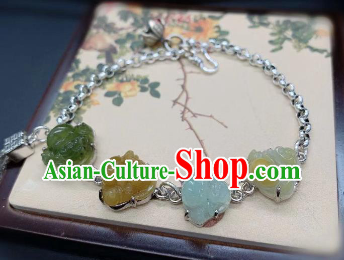 Handmade Chinese Jadeite Buddha Wristlet Accessories National Silver Bracelet Handmade Chinese Jadeite Buddha Wristlet Accessories National Silver Bracelet