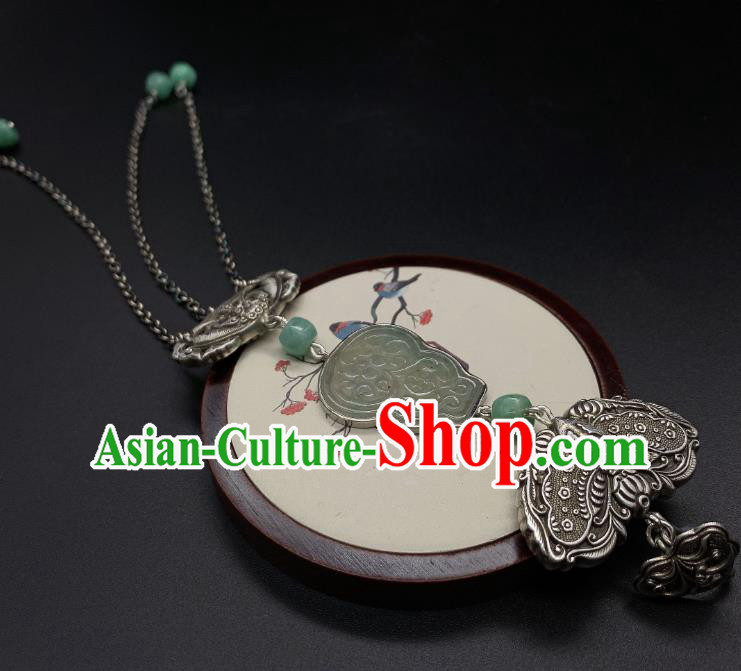 Handmade Chinese Silver Butterfly Brooch Accessories National Jade Gourd Tassel Pendant Handmade Chinese Silver Butterfly Brooch Accessories National Jade Gourd Tassel Pendant