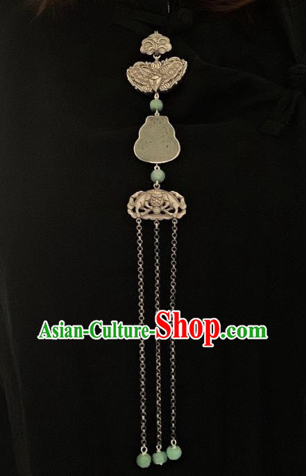 Handmade Chinese Silver Butterfly Brooch Accessories National Jade Gourd Tassel Pendant Handmade Chinese Silver Butterfly Brooch Accessories National Jade Gourd Tassel Pendant