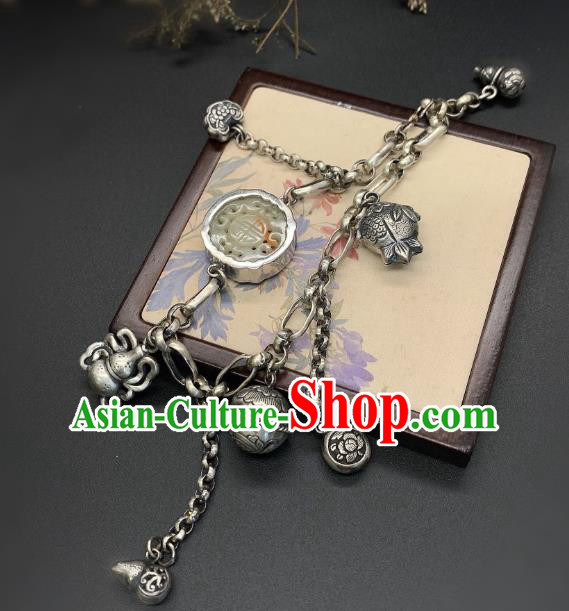 Handmade Chinese Silver Tassel Bangle Accessories National Agate Bracelet Handmade Chinese Silver Tassel Bangle Accessories National Agate Bracelet