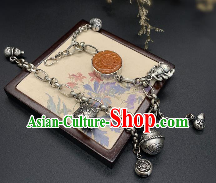 Handmade Chinese Silver Tassel Bangle Accessories National Agate Bracelet Handmade Chinese Silver Tassel Bangle Accessories National Agate Bracelet