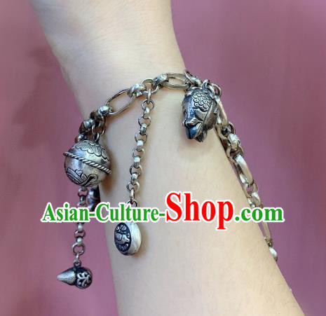 Handmade Chinese Silver Tassel Bangle Accessories National Agate Bracelet Handmade Chinese Silver Tassel Bangle Accessories National Agate Bracelet