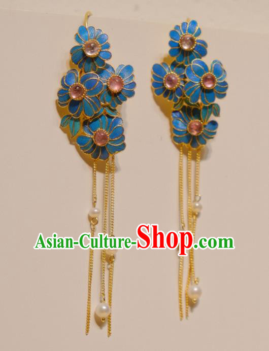 Chinese Traditional Tourmaline Earrings Culture Jewelry Cheongsam Pearls Tassel Ear Accessories Chinese Traditional Tourmaline Earrings Culture Jewelry Cheongsam Pearls Tassel Ear Accessories