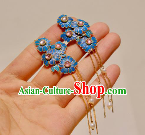 Chinese Traditional Tourmaline Earrings Culture Jewelry Cheongsam Pearls Tassel Ear Accessories Chinese Traditional Tourmaline Earrings Culture Jewelry Cheongsam Pearls Tassel Ear Accessories