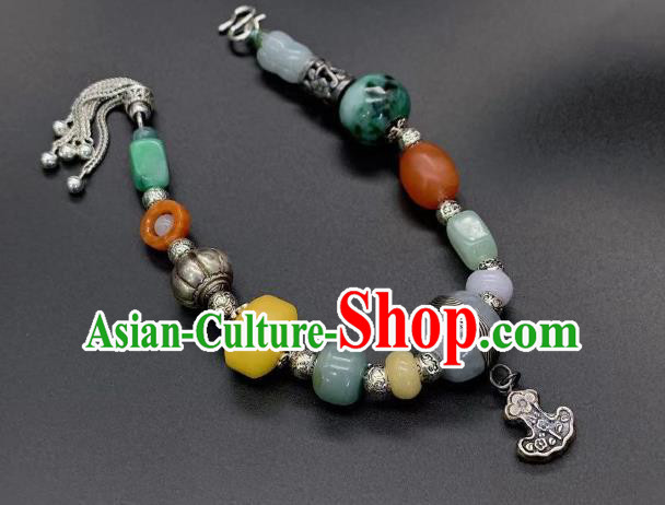 Handmade Chinese National Jadeite Necklace Wedding Silver Necklet Accessories Handmade Chinese National Jadeite Necklace Wedding Silver Necklet Accessories