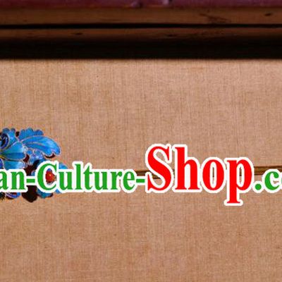 Chinese Ancient Qing Dynasty Empress Blueing Peony Hairpin Traditional Hair Jewelry Hair Stick