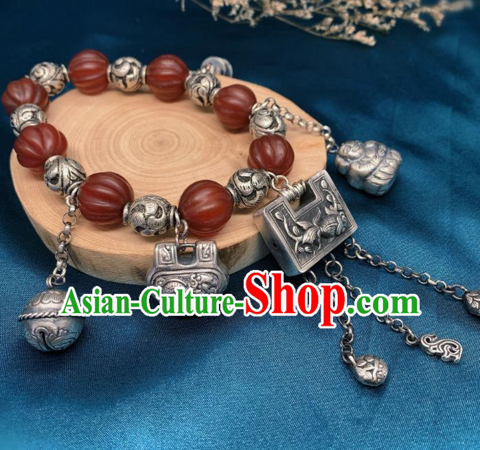 Handmade Chinese Silver Carving Bracelet National Agate Wristlet Wedding Accessories Handmade Chinese Silver Carving Bracelet National Agate Wristlet Wedding Accessories