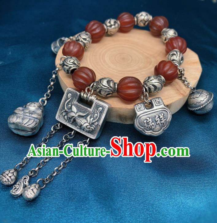 Handmade Chinese Silver Carving Bracelet National Agate Wristlet Wedding Accessories Handmade Chinese Silver Carving Bracelet National Agate Wristlet Wedding Accessories