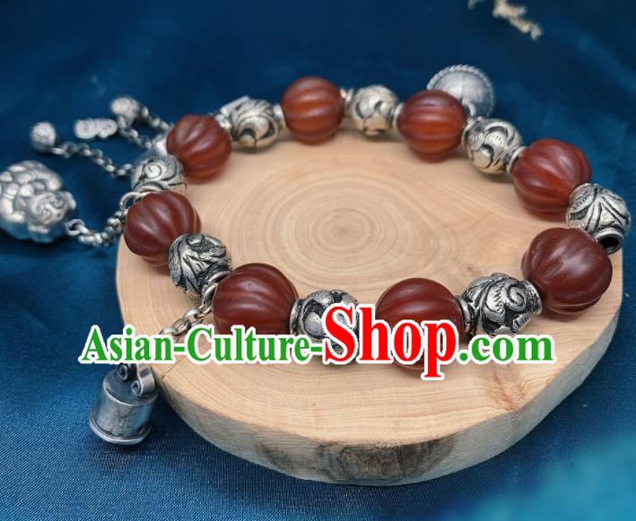 Handmade Chinese Silver Carving Bracelet National Agate Wristlet Wedding Accessories Handmade Chinese Silver Carving Bracelet National Agate Wristlet Wedding Accessories