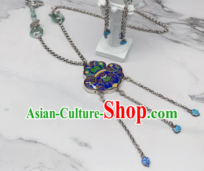 Handmade Chinese Wedding Blueing Necklace National Silver Tassel Necklet Accessories Handmade Chinese Wedding Blueing Necklace National Silver Tassel Necklet Accessories