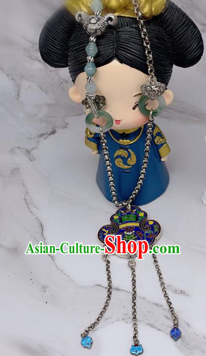 Handmade Chinese Wedding Blueing Necklace National Silver Tassel Necklet Accessories Handmade Chinese Wedding Blueing Necklace National Silver Tassel Necklet Accessories