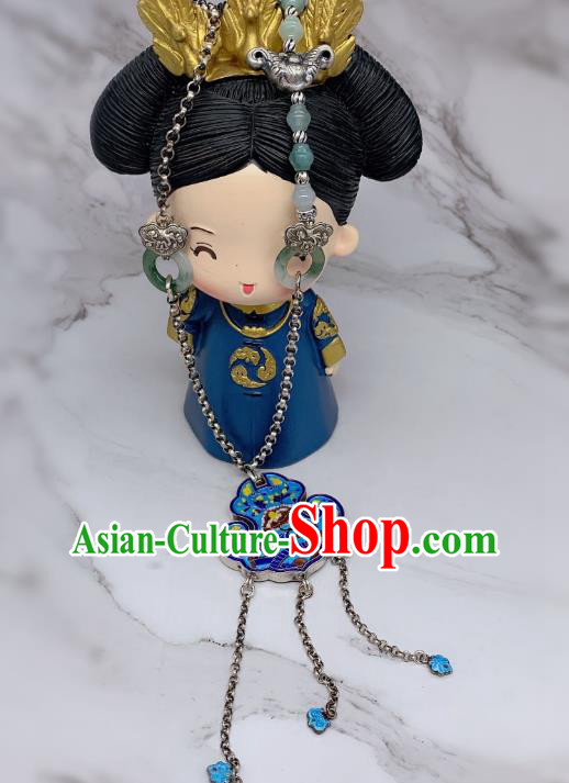 Handmade Chinese Wedding Blueing Necklace National Silver Tassel Necklet Accessories Handmade Chinese Wedding Blueing Necklace National Silver Tassel Necklet Accessories