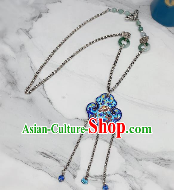 Handmade Chinese Wedding Blueing Necklace National Silver Tassel Necklet Accessories Handmade Chinese Wedding Blueing Necklace National Silver Tassel Necklet Accessories