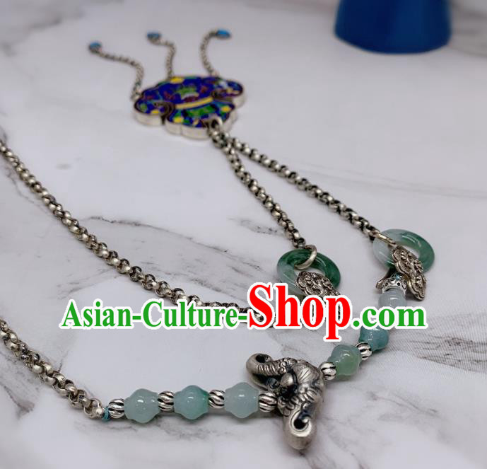 Handmade Chinese Wedding Blueing Necklace National Silver Tassel Necklet Accessories Handmade Chinese Wedding Blueing Necklace National Silver Tassel Necklet Accessories