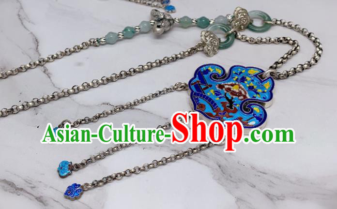 Handmade Chinese Wedding Blueing Necklace National Silver Tassel Necklet Accessories Handmade Chinese Wedding Blueing Necklace National Silver Tassel Necklet Accessories