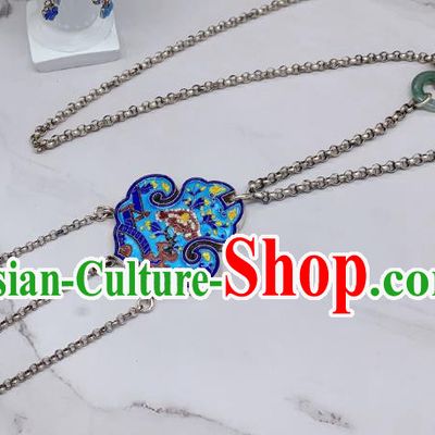 Handmade Chinese Wedding Blueing Necklace National Silver Tassel Necklet Accessories