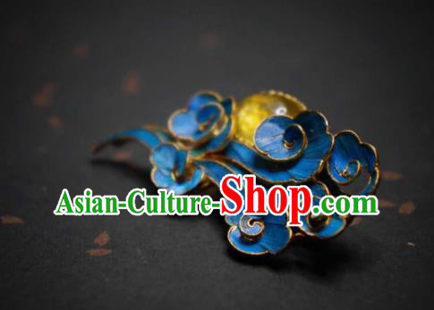 China Traditional Cheongsam Topaz Breastpin Jewelry Handmade Blueing Cloud Brooch Accessories China Traditional Cheongsam Topaz Breastpin Jewelry Handmade Blueing Cloud Brooch Accessories