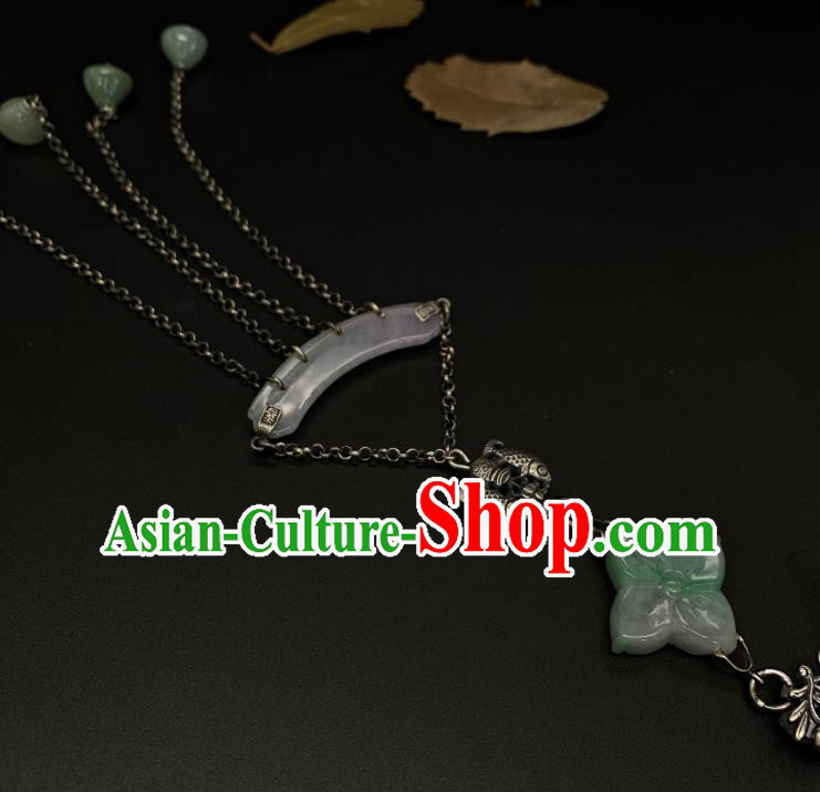 Handmade Chinese Jade Tassel Brooch Accessories National Silver Pendant Handmade Chinese Jade Tassel Brooch Accessories National Silver Pendant