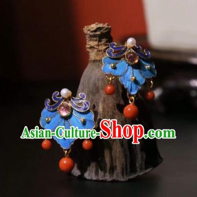 Chinese Cheongsam Coral Tassel Ear Accessories Traditional Culture Jewelry Tourmaline Earrings