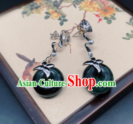 China Traditional Silver Ear Accessories National Cheongsam Jadeite Peace Buckle Earrings Jewelry China Traditional Silver Ear Accessories National Cheongsam Jadeite Peace Buckle Earrings Jewelry