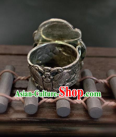 Chinese Handmade Jadeite Ring National Silver Jewelry Circlet Chinese Handmade Jadeite Ring National Silver Jewelry Circlet