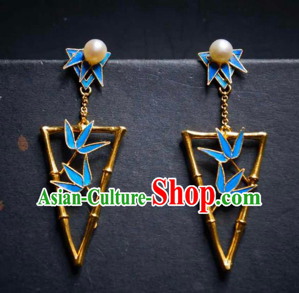 Handmade Chinese Cheongsam Bamboo Leaf Ear Accessories Traditional Culture Jewelry Earrings Handmade Chinese Cheongsam Bamboo Leaf Ear Accessories Traditional Culture Jewelry Earrings