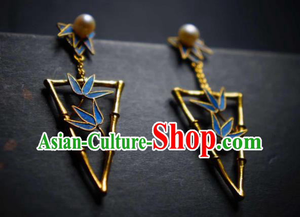 Handmade Chinese Cheongsam Bamboo Leaf Ear Accessories Traditional Culture Jewelry Earrings Handmade Chinese Cheongsam Bamboo Leaf Ear Accessories Traditional Culture Jewelry Earrings