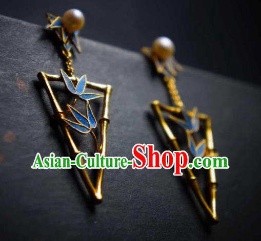 Handmade Chinese Cheongsam Bamboo Leaf Ear Accessories Traditional Culture Jewelry Earrings Handmade Chinese Cheongsam Bamboo Leaf Ear Accessories Traditional Culture Jewelry Earrings