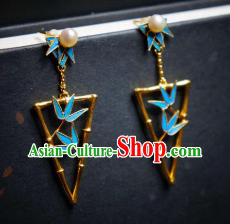Handmade Chinese Cheongsam Bamboo Leaf Ear Accessories Traditional Culture Jewelry Earrings Handmade Chinese Cheongsam Bamboo Leaf Ear Accessories Traditional Culture Jewelry Earrings