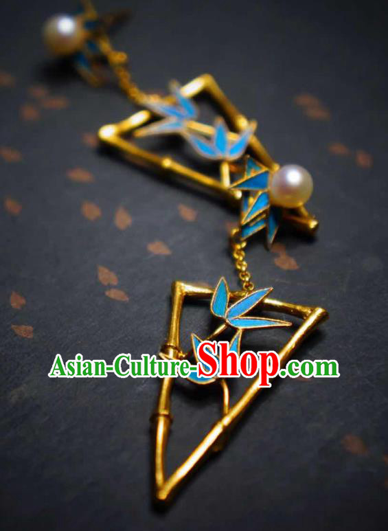 Handmade Chinese Cheongsam Bamboo Leaf Ear Accessories Traditional Culture Jewelry Earrings Handmade Chinese Cheongsam Bamboo Leaf Ear Accessories Traditional Culture Jewelry Earrings
