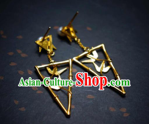 Handmade Chinese Cheongsam Bamboo Leaf Ear Accessories Traditional Culture Jewelry Earrings Handmade Chinese Cheongsam Bamboo Leaf Ear Accessories Traditional Culture Jewelry Earrings