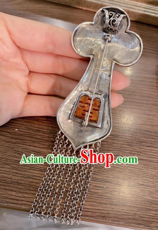 Handmade Chinese National Silver Tassel Necklace Pendant Traditional Jadeite Accessories Necklet Handmade Chinese National Silver Tassel Necklace Pendant Traditional Jadeite Accessories Necklet