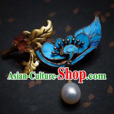 China Traditional Cheongsam Pearl Breastpin Jewelry Handmade Butterfly Brooch Accessories