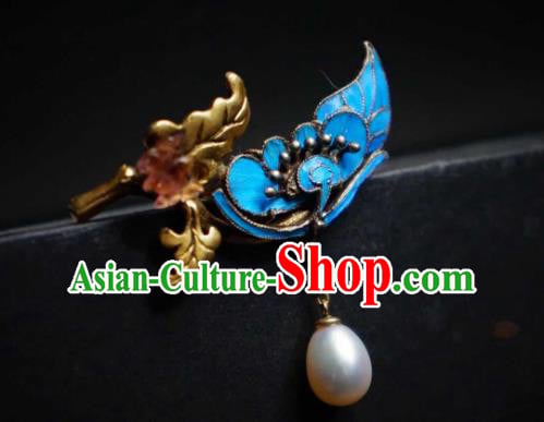 China Traditional Cheongsam Pearl Breastpin Jewelry Handmade Butterfly Brooch Accessories China Traditional Cheongsam Pearl Breastpin Jewelry Handmade Butterfly Brooch Accessories