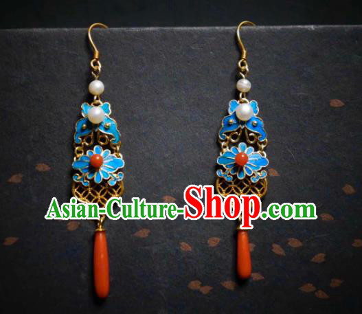 Handmade Chinese Cheongsam Butterfly Ear Accessories Traditional Culture Jewelry Agate Pearls Earrings Handmade Chinese Cheongsam Butterfly Ear Accessories Traditional Culture Jewelry Agate Pearls Earrings
