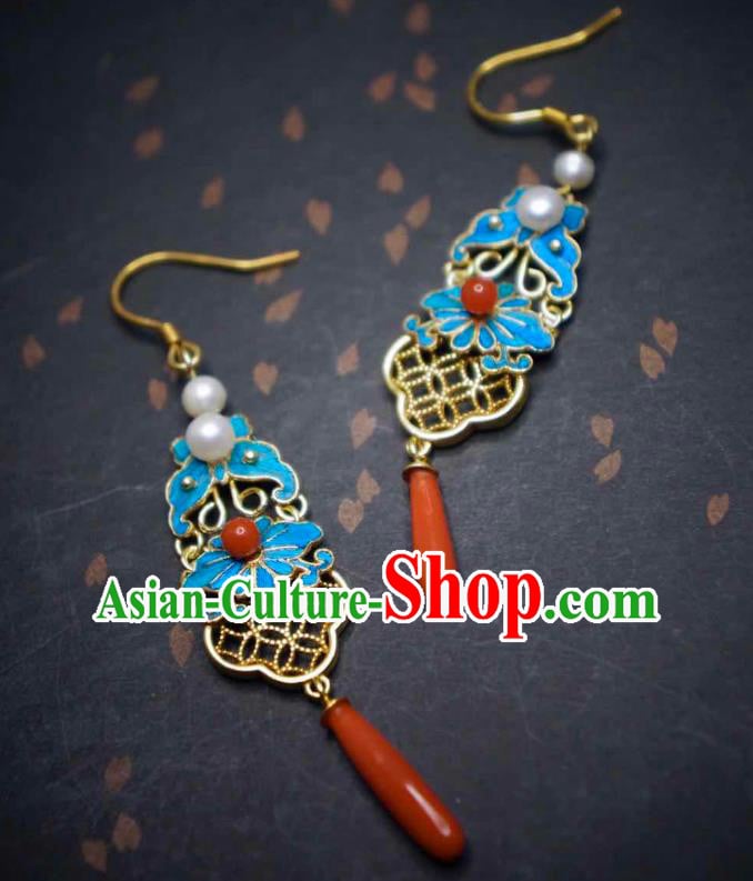 Handmade Chinese Cheongsam Butterfly Ear Accessories Traditional Culture Jewelry Agate Pearls Earrings Handmade Chinese Cheongsam Butterfly Ear Accessories Traditional Culture Jewelry Agate Pearls Earrings